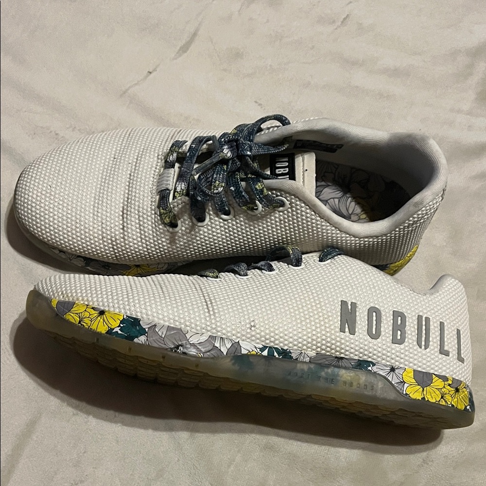NOBULL White and Yellow Floral Trainers